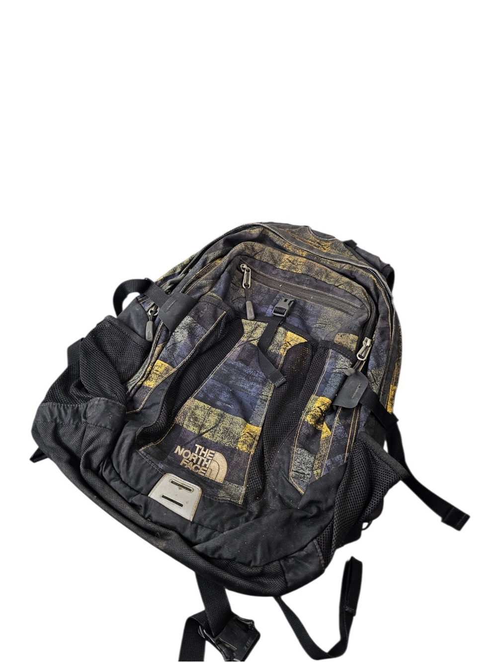 The North Face Borealis Recon Backpack Plaid Camo Yellow Navy Black Daypack